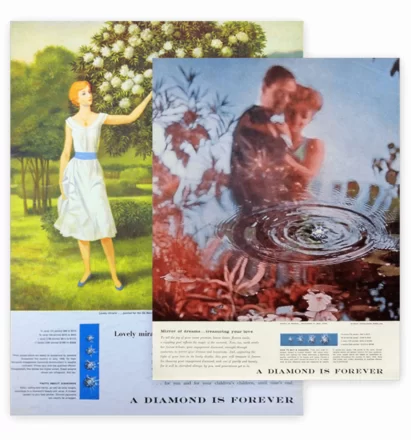 Historia de los anillos de matrimonio - campaña De Beers a Diamond is Forever