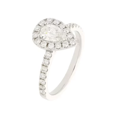 Anillo Compromiso Inter Deluxe Lágrima 29 Diamantes Oro Blanco